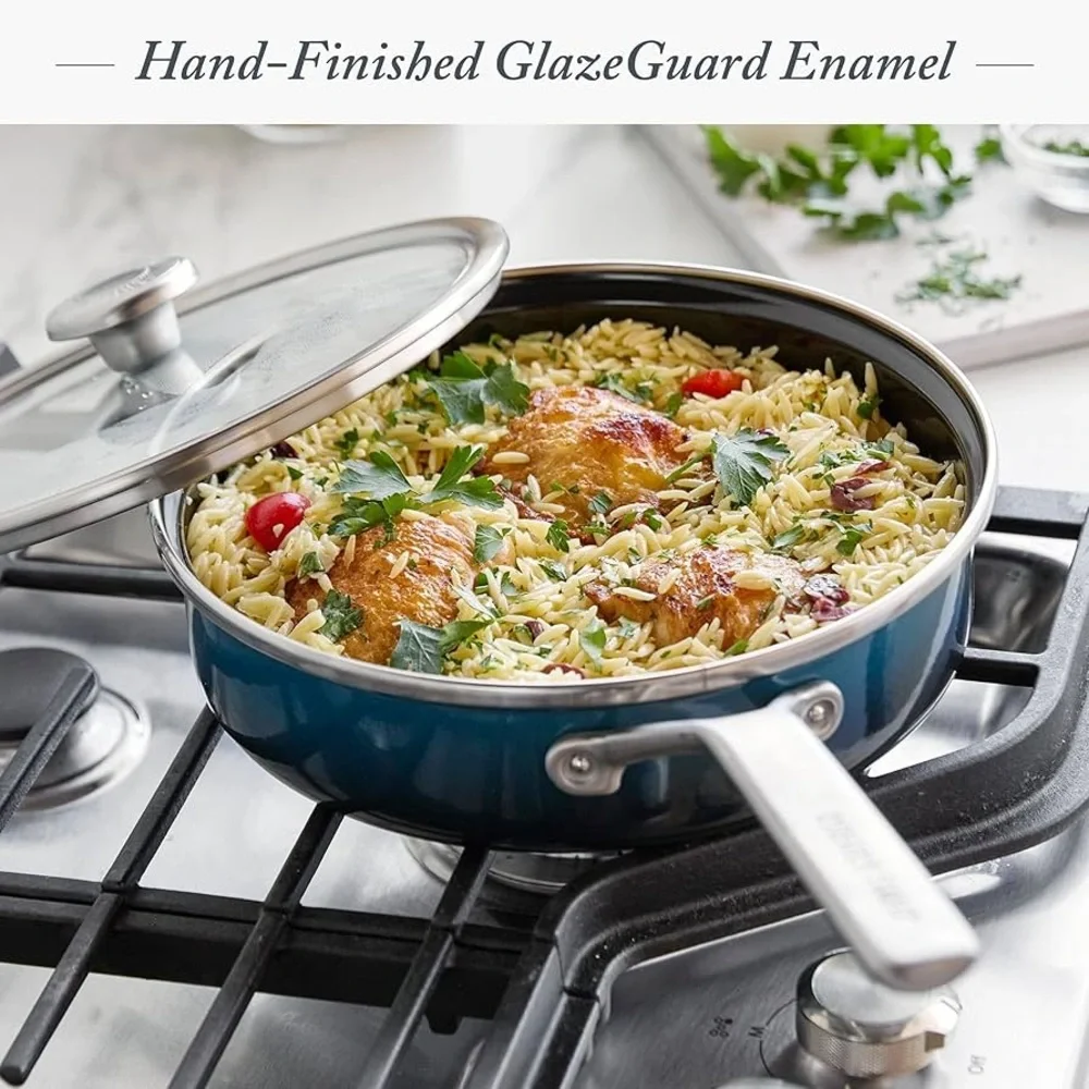 Merten & Storck European Crafted Steel Core Enameled 3QT Saute Pan with Lid